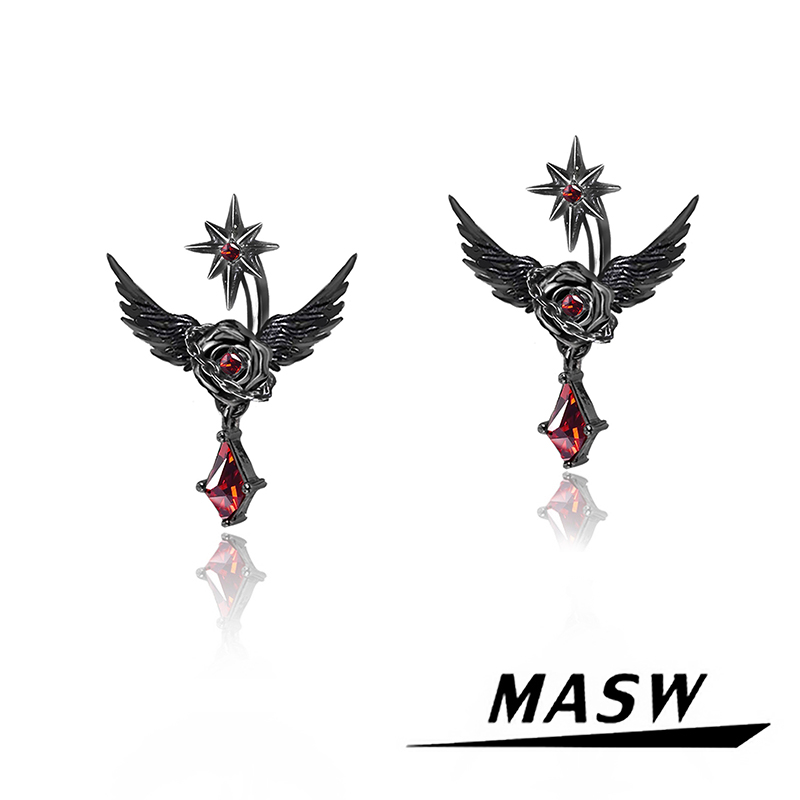 MASW麻秀暗黑恶魔翅膀耳环个性