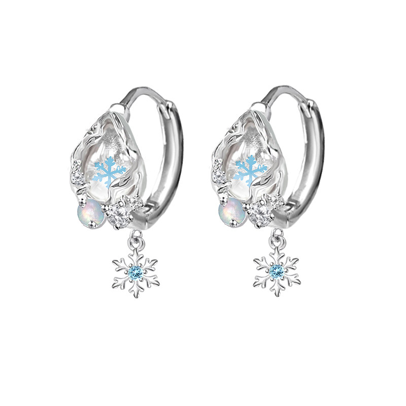 thumbnail for MASW Maxiu original design cool fashion high-end snowflake earrings niche winter water drop circle earrings new