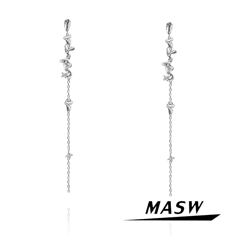 MASW麻秀原创设计修饰脸型金属风长款流苏耳环ins冷淡风耳线M1521