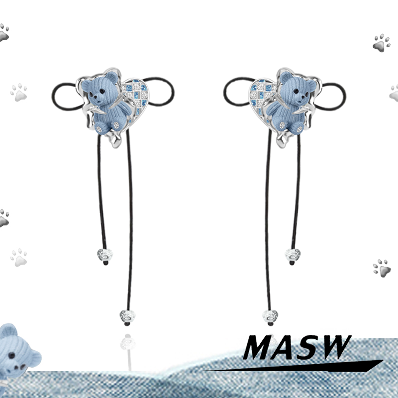 MASW麻秀原创设计蝴蝶结小熊耳环