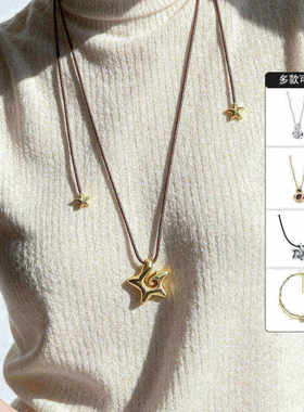 慵懒风星星毛衣链福禄葫芦项链