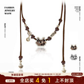 MASW麻秀原创设计潮酷复古可爱像素猫咪项链2025新款 高级感锁骨链