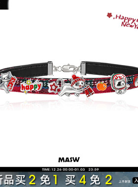 MASW麻秀可爱新年款猫猫项链百搭