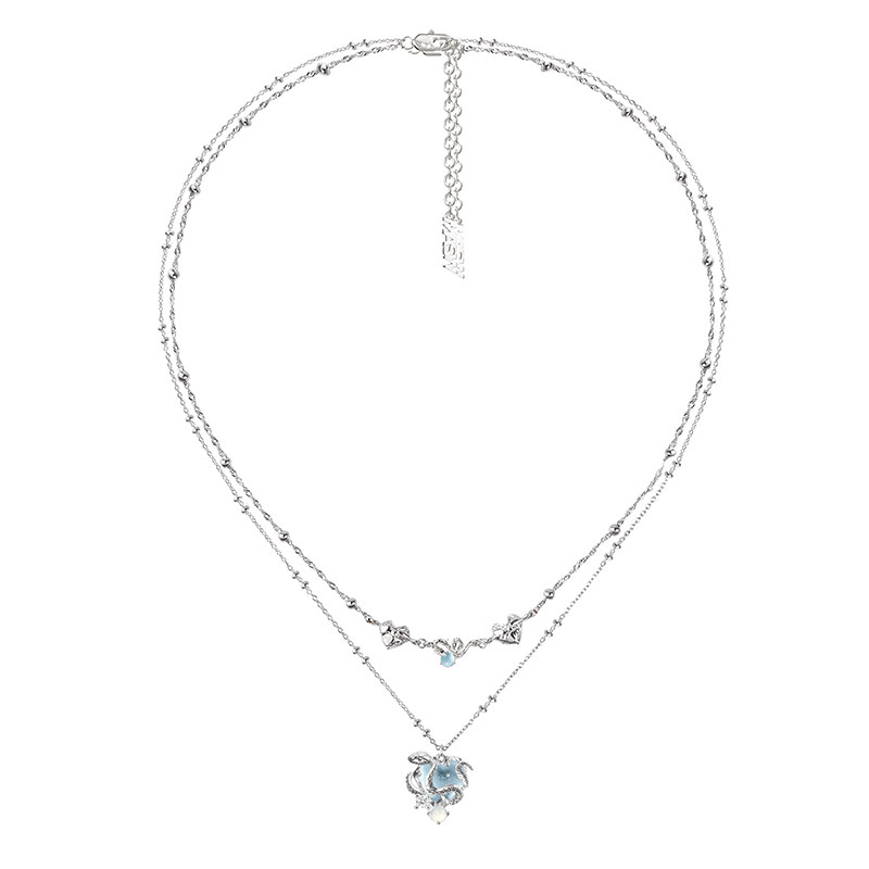 thumbnail for MASW Maxiu original design snake dance series cold snake courtyard necklace niche blue new clavicle chain women