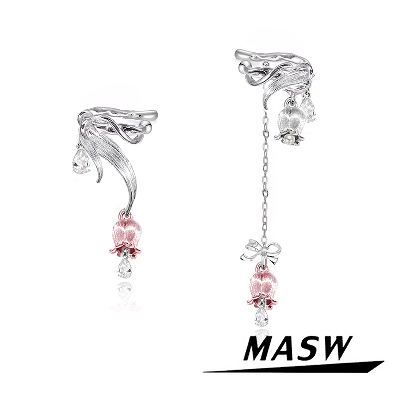 MASW麻秀原创设计铃兰系列百搭水滴铃兰无耳洞耳饰小众甜美耳骨夹