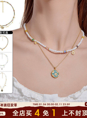 MASW麻秀原创设计复古彩色串珠项链小众百搭锁骨链