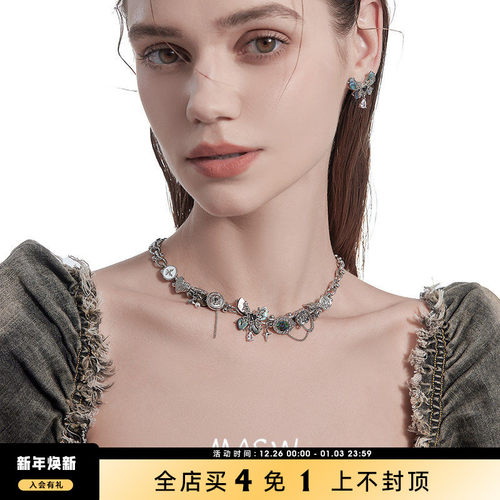 MASW麻秀螺钿工艺颈链choker项链