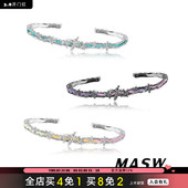 MASW麻秀原创设计蝶舞系列高级感气质蝴蝶手镯时尚 彩色珐琅手环新