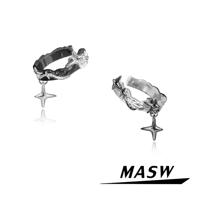 MASW麻秀原创设计星星相吸系列甜酷芒星无耳洞耳饰暗黑朋克风耳夹