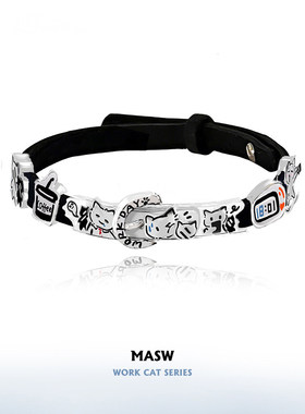 MASW麻秀卡通涂鸦可爱猫猫手镯