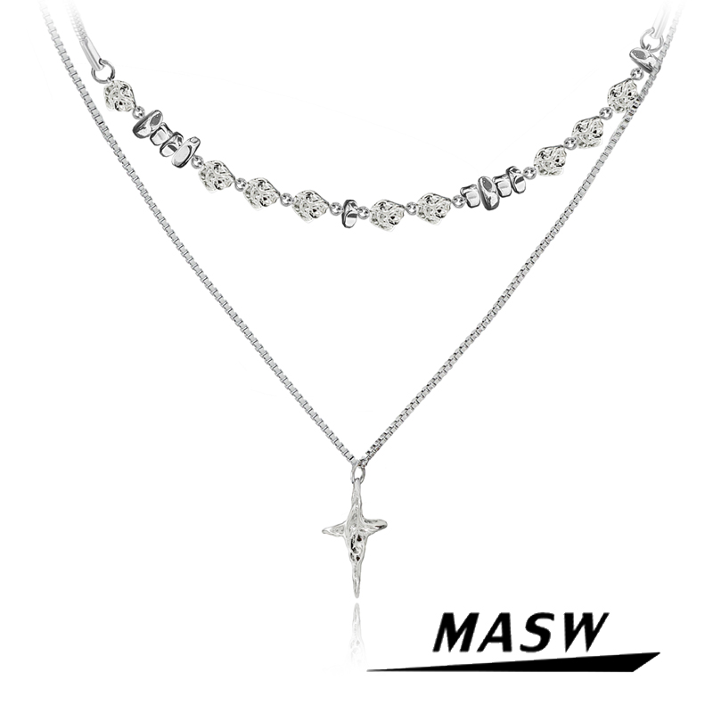 MASW麻秀原创设计双层星芒项链