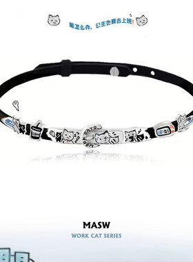 MASW麻秀搞怪涂鸦可爱猫猫项链
