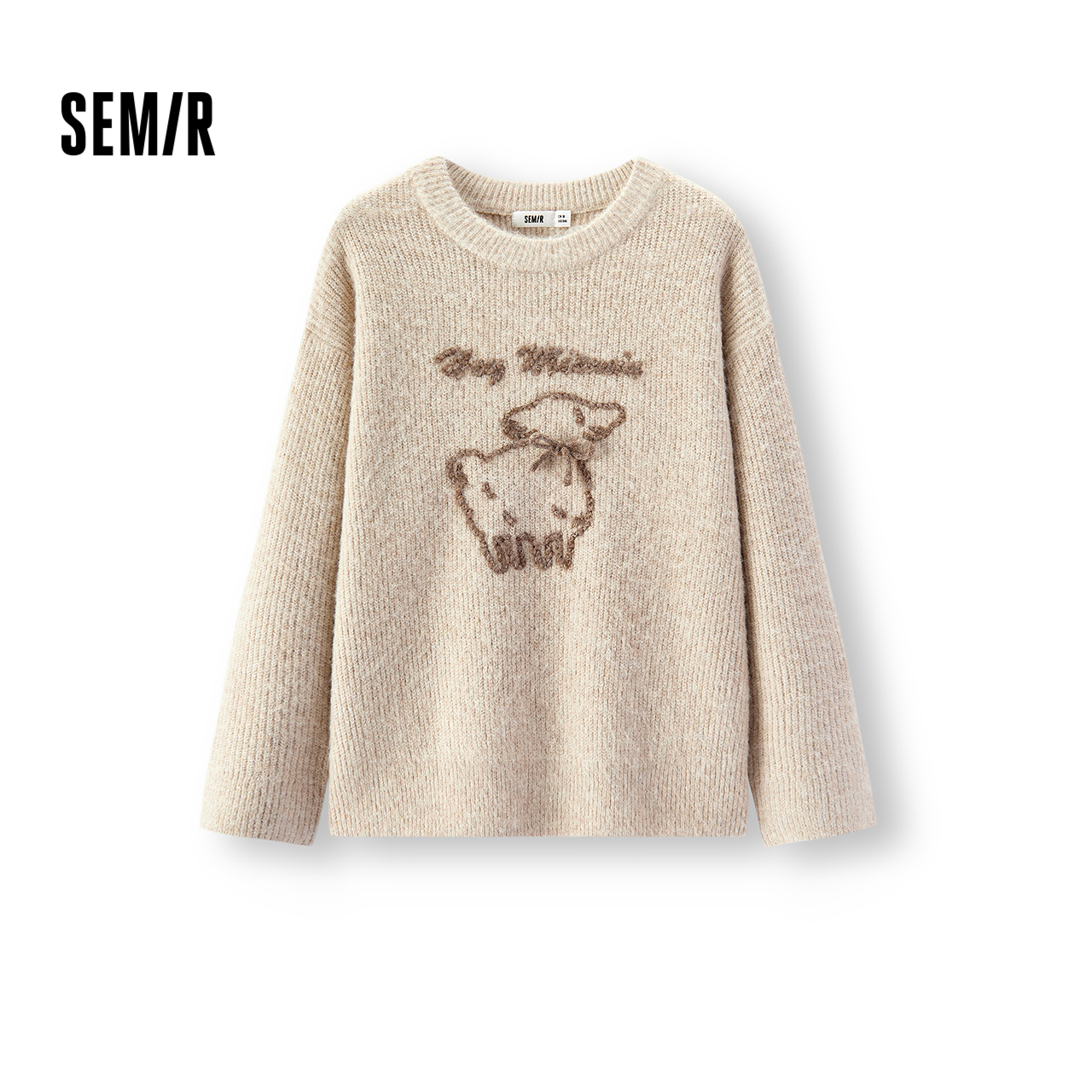 森马可爱oversize小羊落肩毛衣女