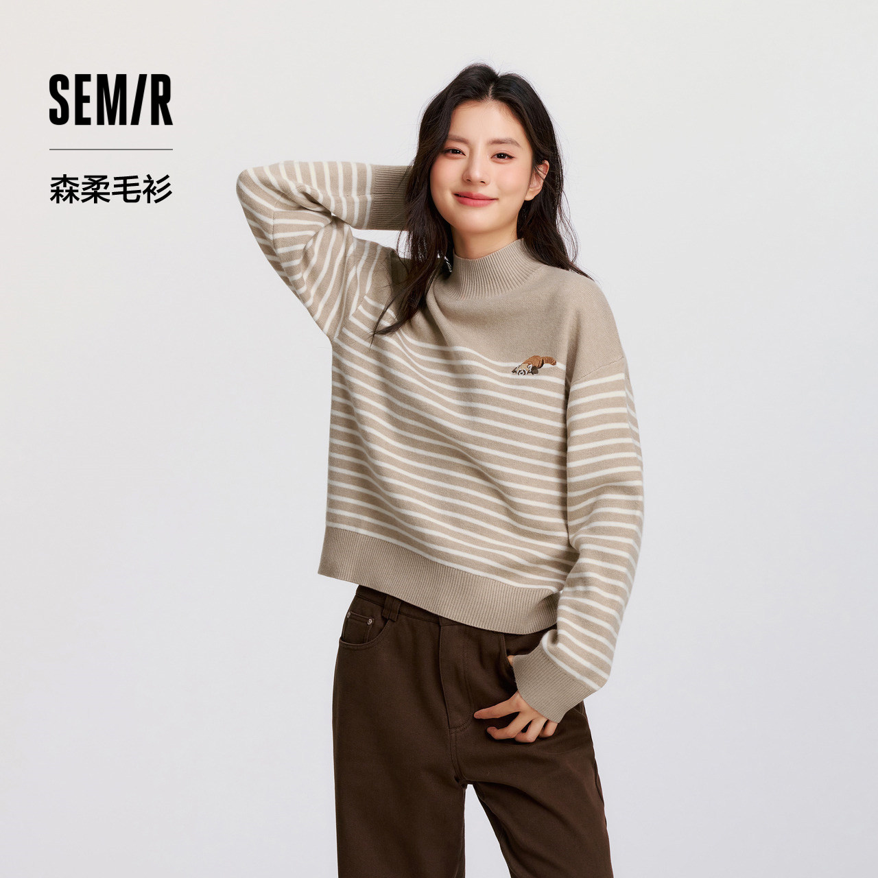 森柔毛衫|商场同款森马中国国家地理系列毛衣女2025冬新款条纹衫,女装/女士精品,毛针织衫,淘宝优惠券,粉丝福利购,淘宝优惠卷