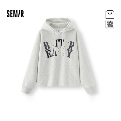 森马高街字母oversize加绒卫衣女