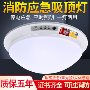 应急吸顶灯led人体感应声光控楼梯通道走廊c消防吸顶式应急照明灯