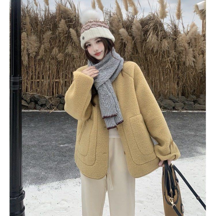 黄色皮毛一体正肩毛呢外套女2025秋冬新款大码胖mm巨好看开衫上衣,女装/女士精品,常规大码外套,淘宝优惠券,粉丝福利购,淘宝优惠卷