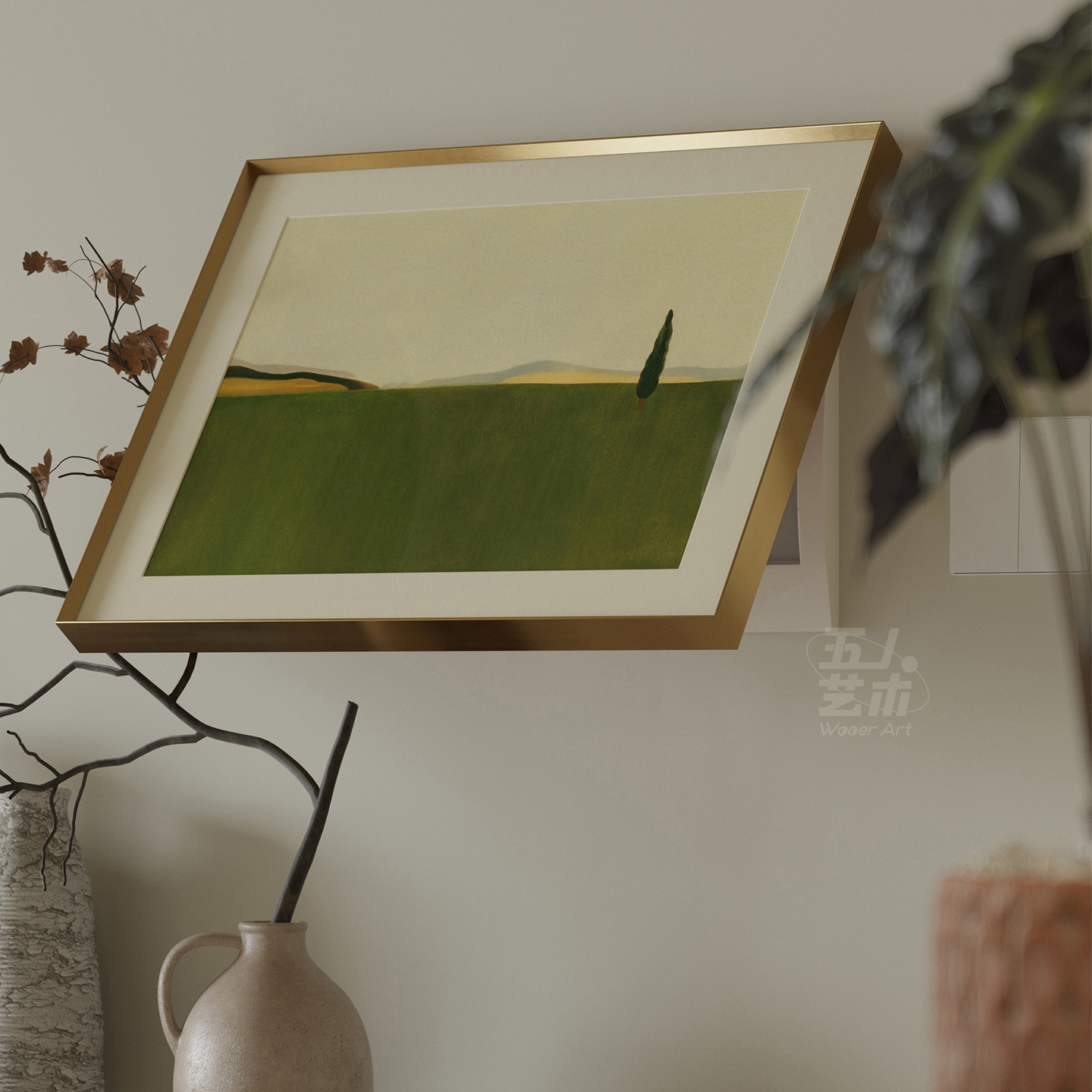 中古风电闸电表箱装饰画高级复古电源总开关遮挡箱盒挂画风景壁画图片