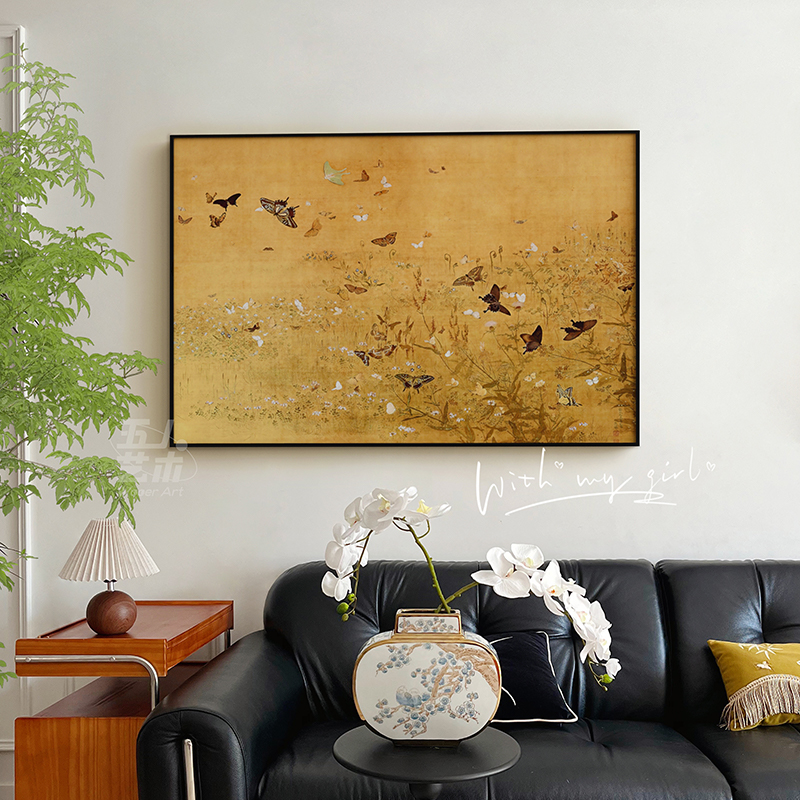 《百蝶图》法式中古风客厅装饰画