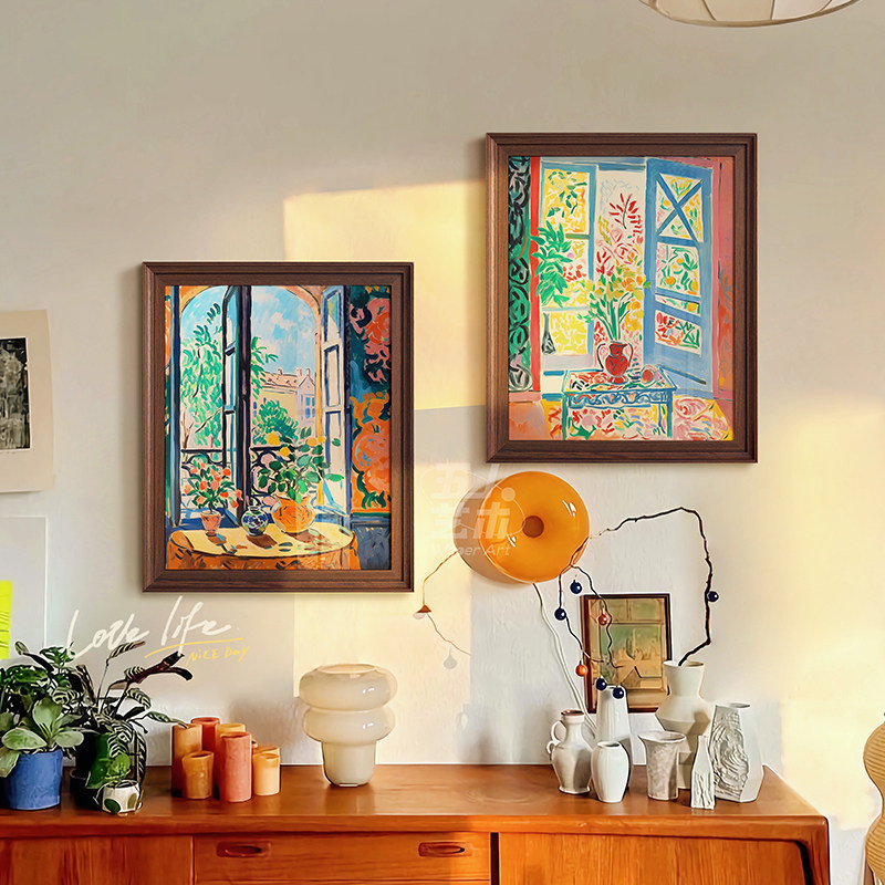 美式复古玄关斗柜装饰画中古客厅餐厅背景墙壁挂画小众艺术感油画,家居饰品,现代装饰画,淘宝优惠券,粉丝福利购,淘宝优惠卷