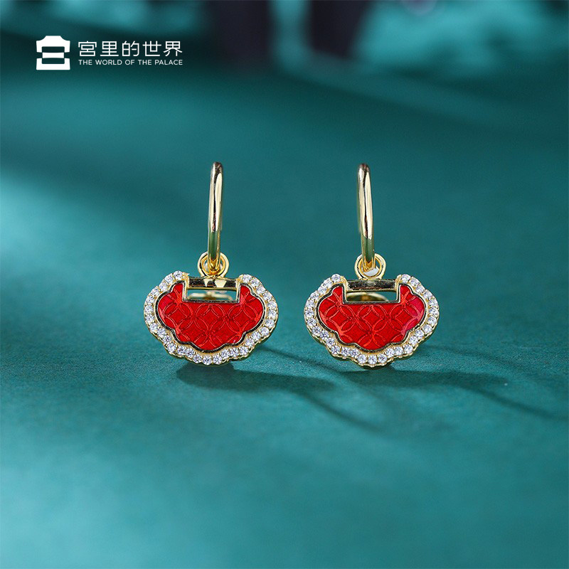 故宫龙年文创称心如意纯银镀金耳钉节日宫里的世界送生日礼物礼品