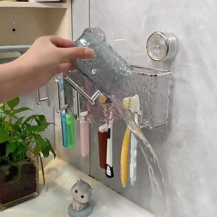 炫彩吸盘牙刷架漱口杯牙