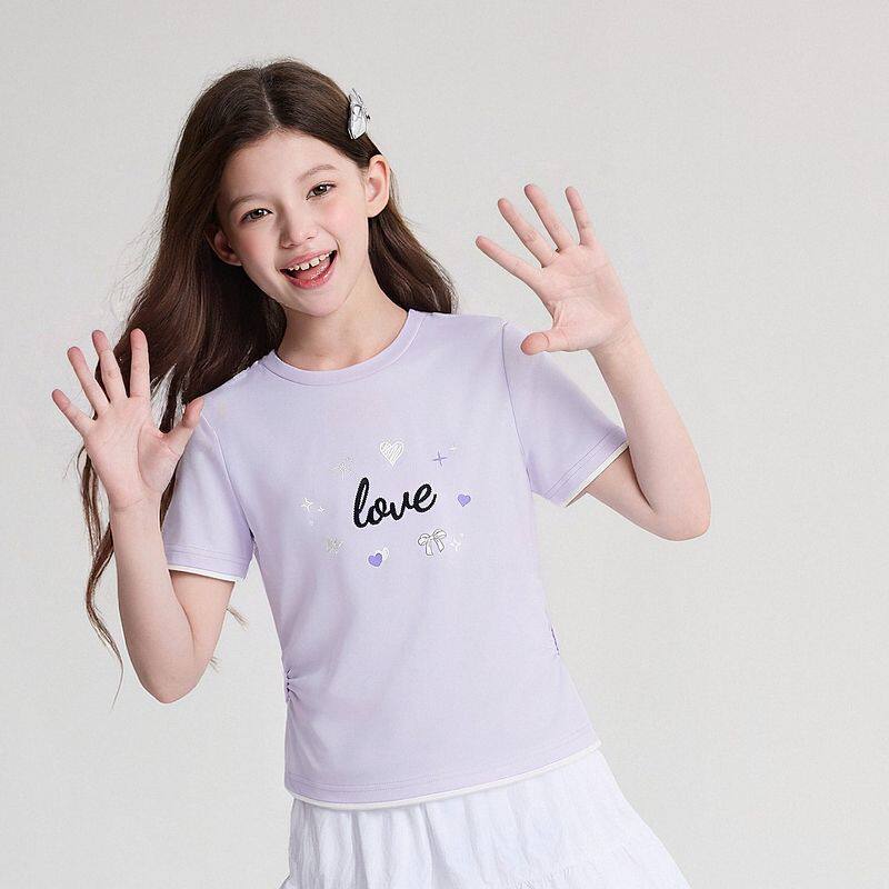 清货折扣女童短袖T恤2026夏装新款儿童洋气圆领上衣中大童时尚潮
