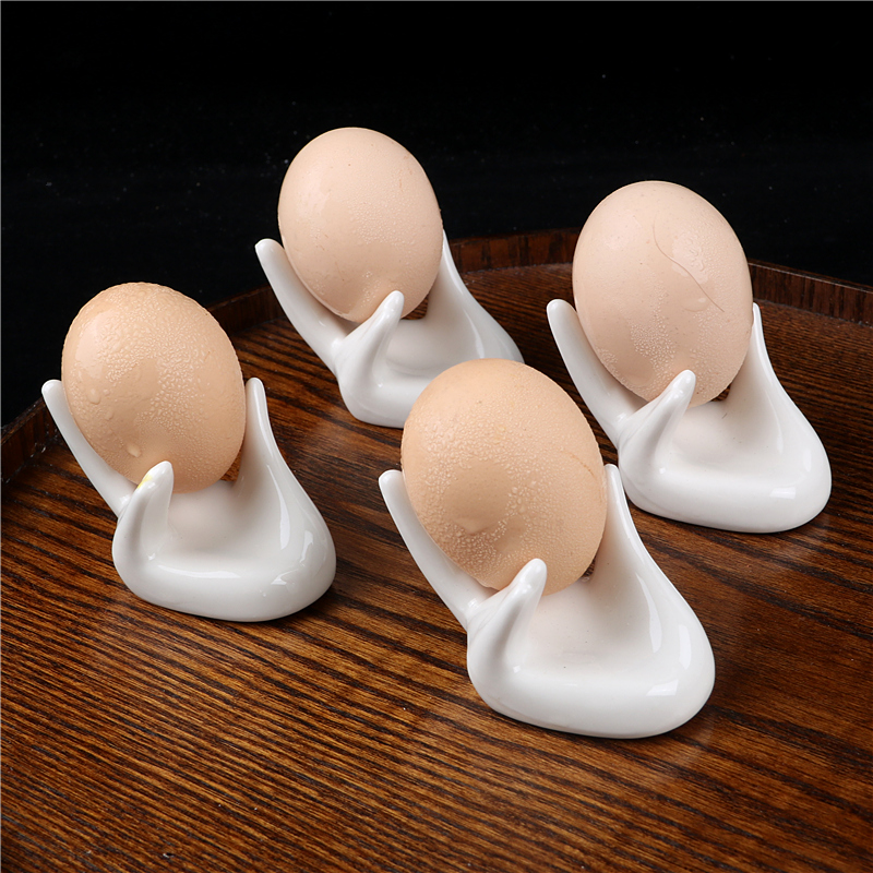 白色陶瓷佛手蛋托纯白陶瓷蛋托