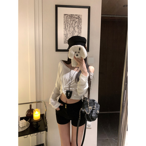 大圆领扭结天丝长袖T恤女