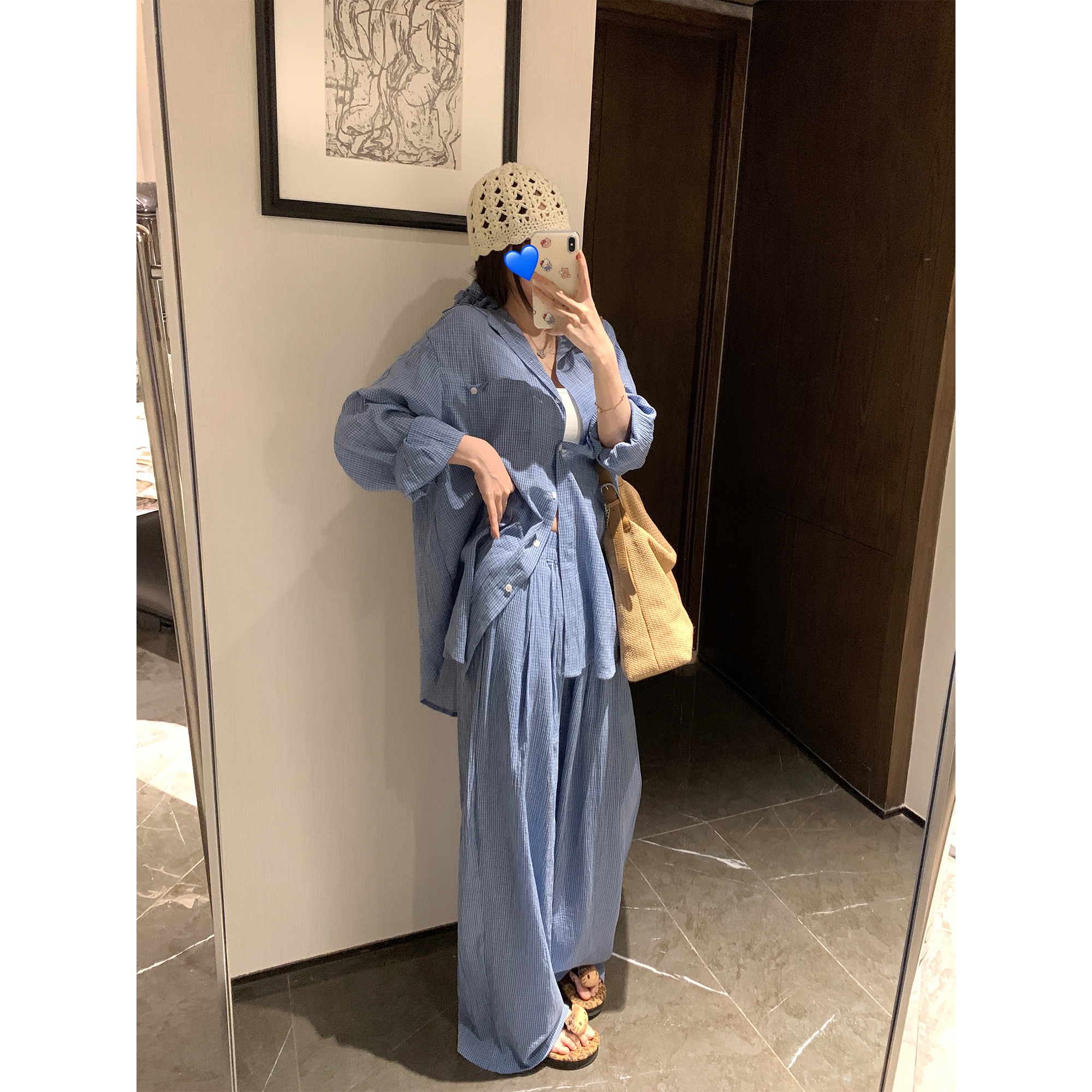 衬衫裤子两件套清纯系松弛感套装