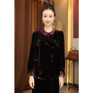 清仓/福利款【林典】218新中式高级国风桑蚕丝真丝丝绒上衣衬衫