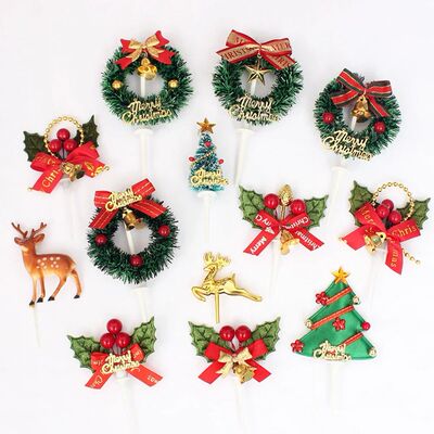 Merry Christmas Cake Decorations Christmas Cupcake Toppers w
