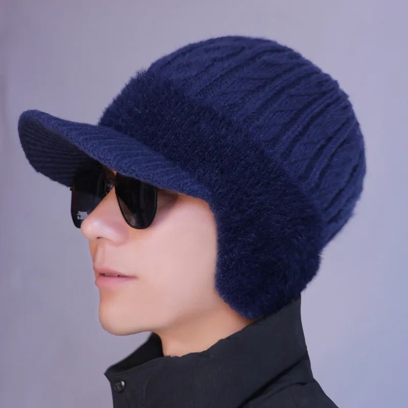 Windproof Thermal Beanie Fleece Lined Winter Hat with Ear Pr