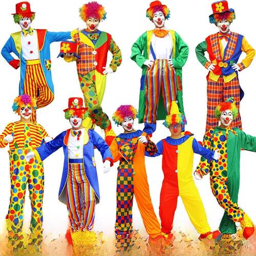 Adult Halloween Clown Costume Unisex Performance Outfit Fest