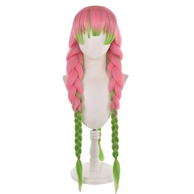 Demon Slayer Kanroji Mitsuri Cosplay Wig Green Mix Pink Long