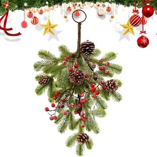 Christmas Wreath Teardrop Berry Pine Cones Swag Decor Artifi