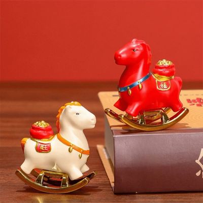 Resin Year of The Horse Zodiac Ornament Mini Auspicious Rock
