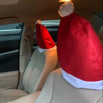 2/4Pcs Car Chair Cover Christmas Car Seat Headrest Decorativ