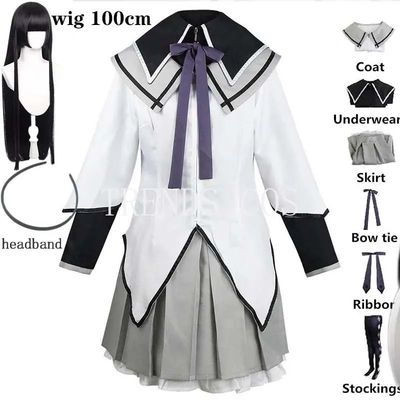 Anime Akemi Homura Cosplay Costume Fighting Uniform Stocking