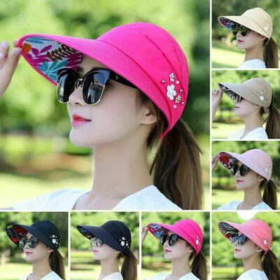 Womens Ladies Summer Wide Brim Foldable Sun Hat Anti-UV Beac