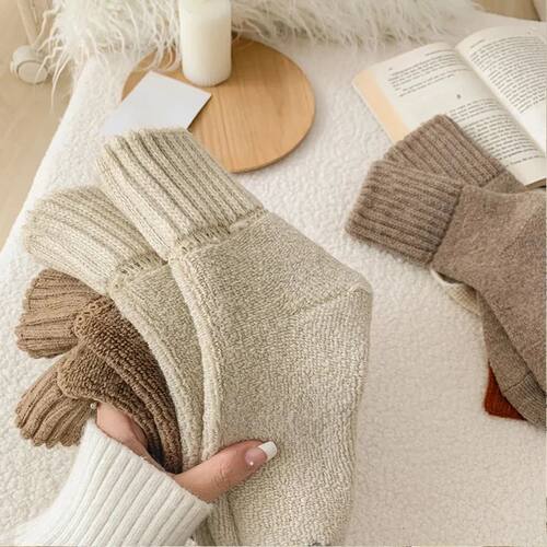 1/5 Pairs Winter Thickened Wool Socks Women’s Breathable Co