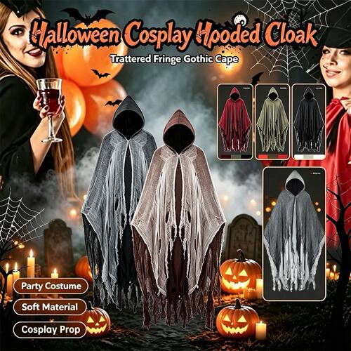 Halloween Horror Hooded Cloak for Adults Unisex Full Length