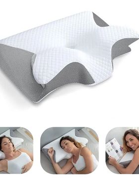 1pc Memory Foam Cervical Pillow, 2 in 1 Ergonomic Contour Or
