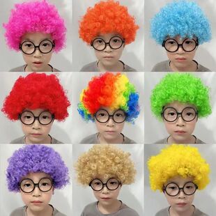 Clown Wig Costume Accessories Short Colorful Afro Synthetic