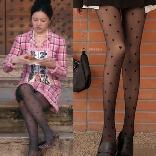 爱情怎么翻译高允真车茂熙同款爱心波点女假透肉秋冬款连裤丝袜