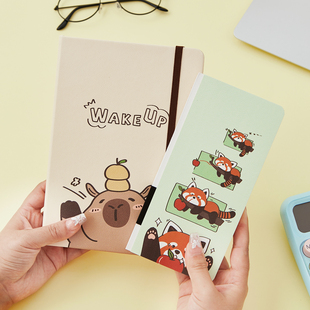 莱恩纸品新款可爱卡通手账本女孩高颜值weeks记事本儿童学习日记计划本可平摊高中生A5加厚纸张摘抄笔记本