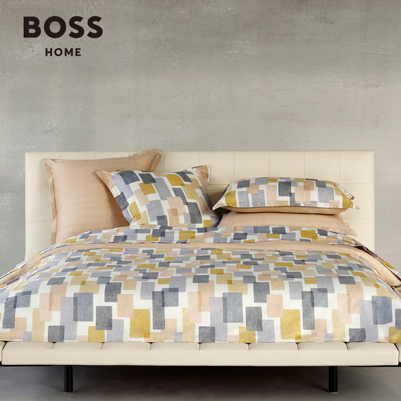 BOSS进口全棉贡缎商务几何轻奢高级感纯棉床上用品四件套MIRRORS