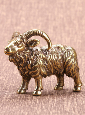 手工实心铜雕山羊摆件仿古