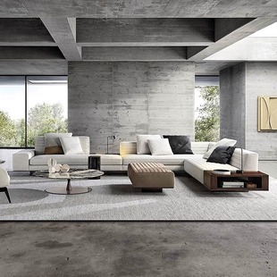 意式极简棉麻布艺沙发小户型转角客厅别墅大平层罗杰沙发组合新款