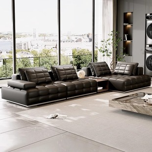 艺潮匠劳伦斯真皮沙发别墅横厅设计师意式 客厅大户型国补 大牌同款